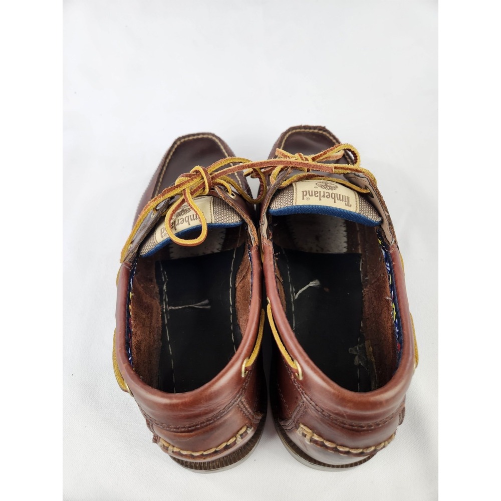 Timberland Classic 2 Eye Boat Shoes Men 9.5 Wide Brown Leather Deck Earthkeepers - Picture 9 of 16